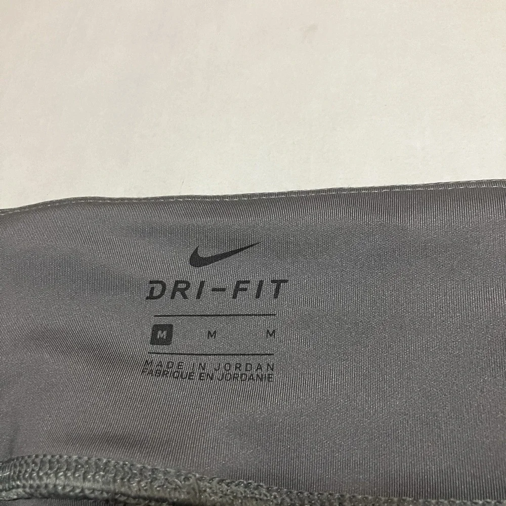 Nike Dri-Fit Womens Size Medium Gray Black Running Stretch‎ Legging Zipper Cuff